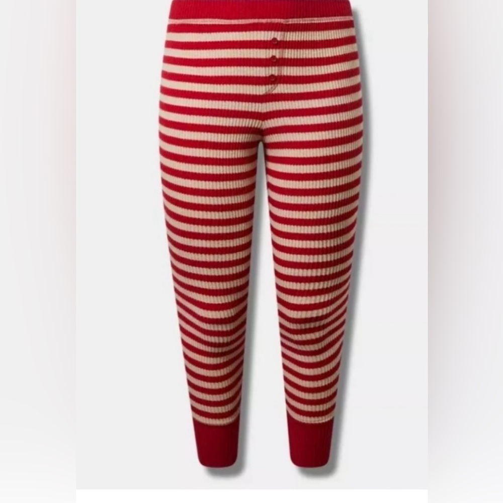 Torrid size 3 Red and Cream Striped Knit Lounge Pants